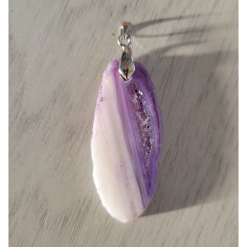Sterling‎ Silver Purple Agate Pendant Women's Jewelry Gift For Her